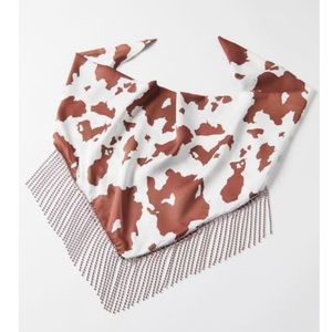 Rhinestone Tassel Silky Cow Scarf
